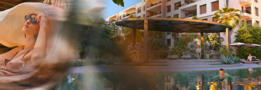Piscine, jardins et espaces verts résidence Opale D'anfa
