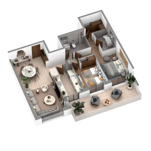 Plan appartement 2 chambres avec terrasse